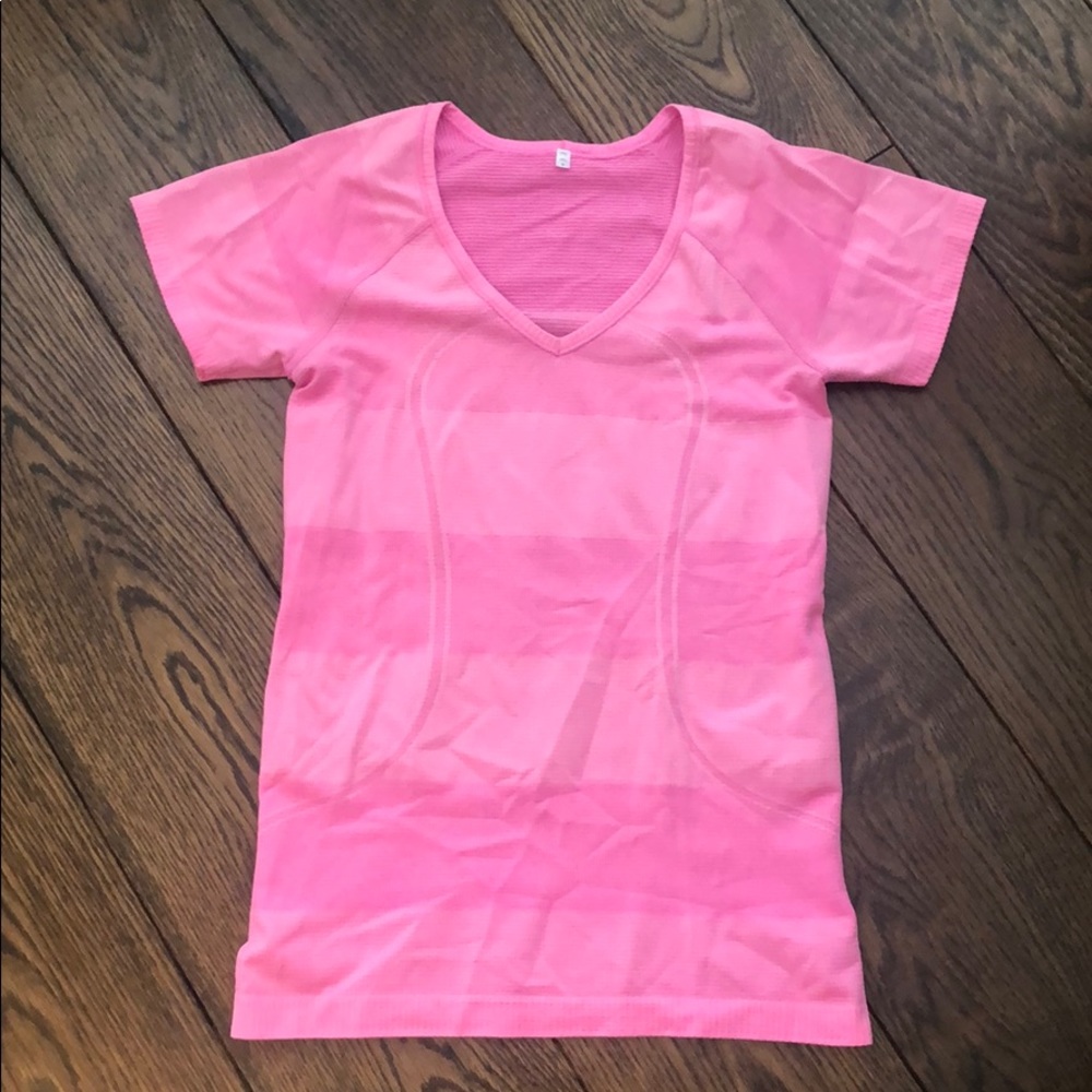 Lululemon pink athletic top. Size 8. V neck